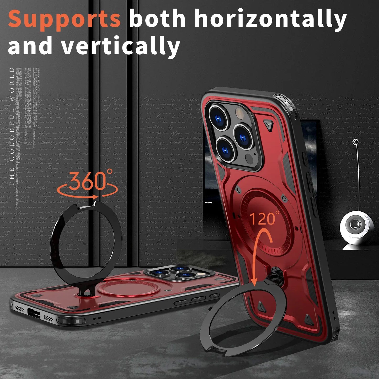 Magnetic 360° Rotating Stand Shockproof Armor Case for iPhone